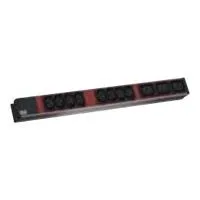 BACHMANN IT PDU 19 inch 1U 8xC13 red 3xC19 red, aluminium profile clip angle, 2m power cord C20