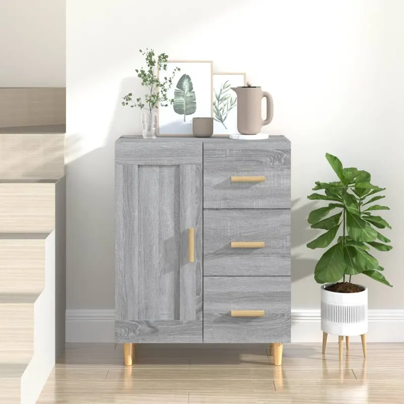 Sideboard grigio Sonoma 69,5x34x90 cm derivato del legno
