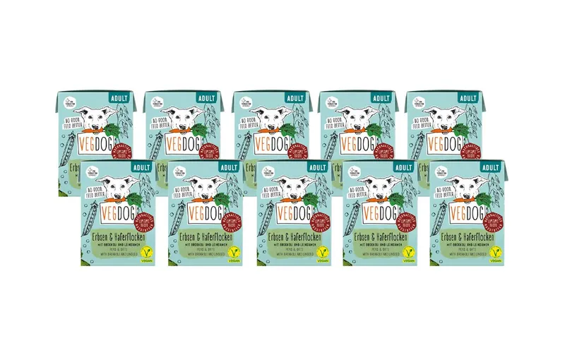 Vegdog Nassfutter Adult Erbsen + Haferflocken, 10 x 390g