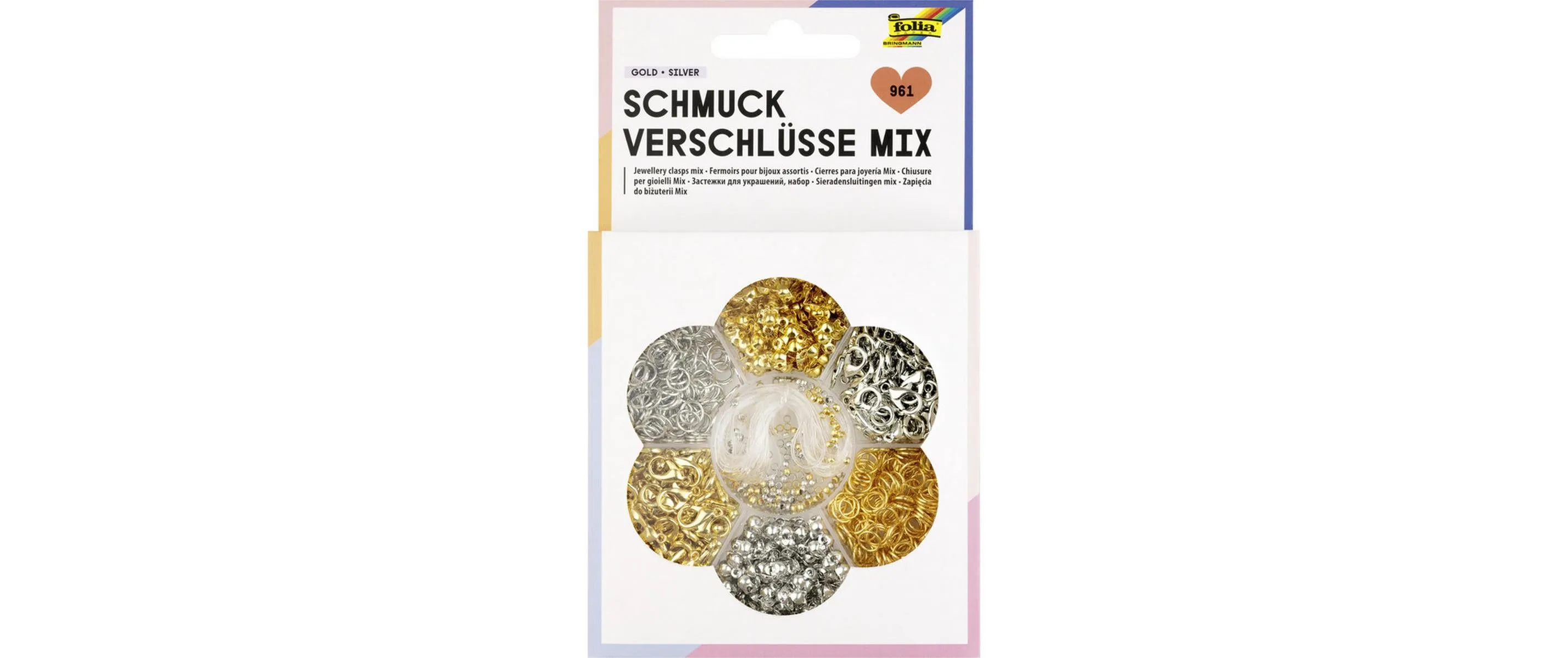 Folia Schmuckverschlüsse Mix gold-silberfarben 961 Teile