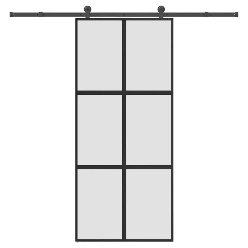 Schiebetür mit Beschlag 90x205 cm Hartglas & Aluminium
