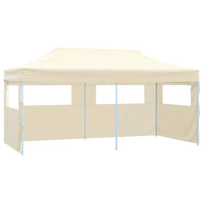 Profi-Partyzelt Faltbar with 4 Seitenwänden 3×6m steel cream
