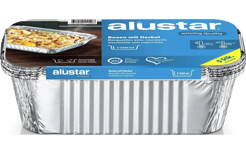 Alustar Grillschale mit Deckel 25 x 13 x 7 cm, 5 pieces