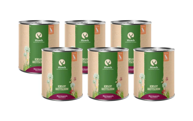 Herrmann's Nassfutter Hirsch mit Kartoffel und Quitte 6 x 800 g