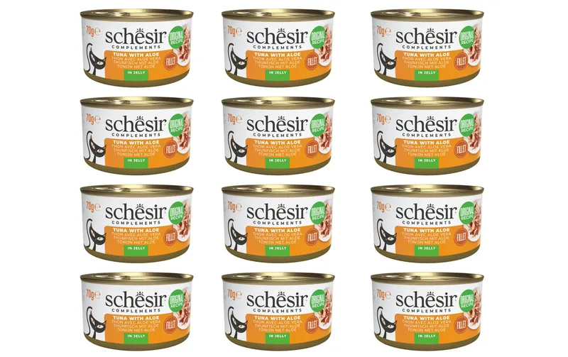 Schesir Nassfutter Thunfisch und Aloe Gelée 12 x 70 g