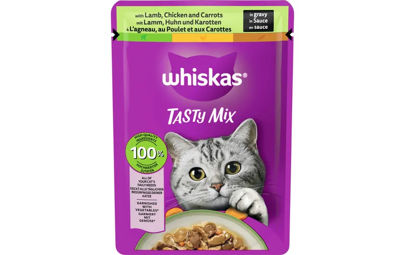 Whiskas Tasty Mix Lamm, Huhn Karotten in Sauce 28 x 85g
