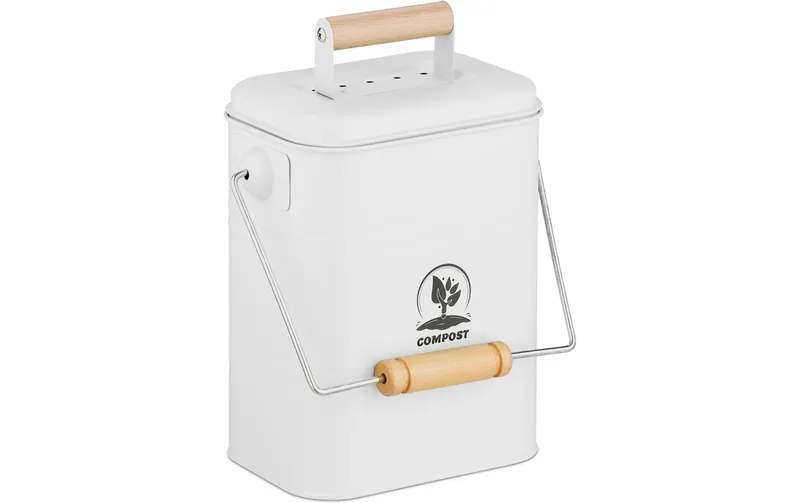 relaxdays Komposteimer 3.5 l, white/Hellbraun