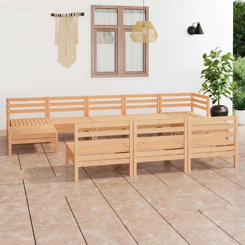 10-tlg. Garten-Lounge-Set Massivholz Kiefer