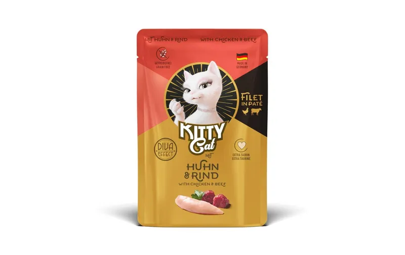 KITTY Cat Nassfutter KittyCat Filét Paté Pouch Huhn, Rind 85 g
