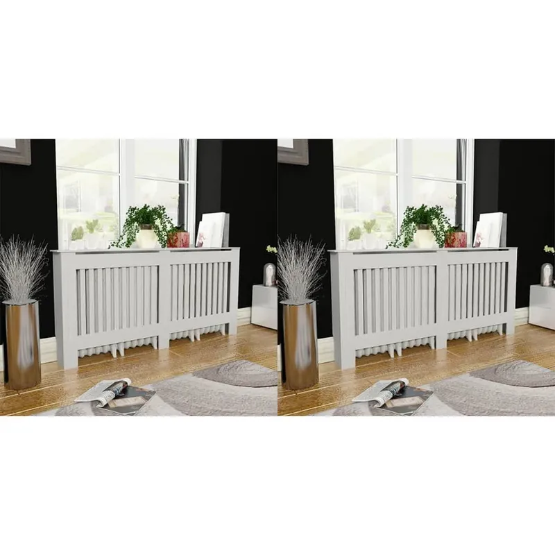 Heizkörperabdeckung 2 Stk. Weiß Holzwerkstoff 172 cm