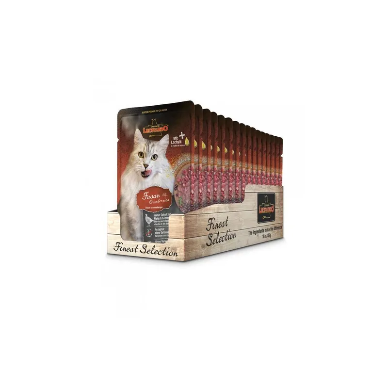 Leonardo Cat Food Nassfutter Fasan & Cranberries, 16 x 85 g