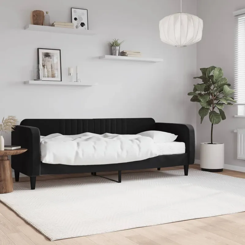 Tagesbett mit Matratze nero 80x200 cm Samt