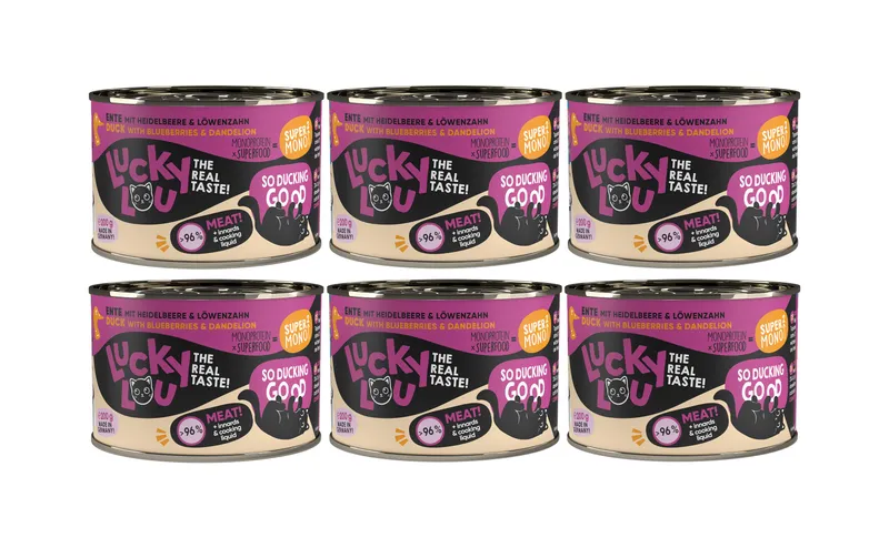 Lucky Lou Nassfutter SuperMono Ente, 6 x 200 g