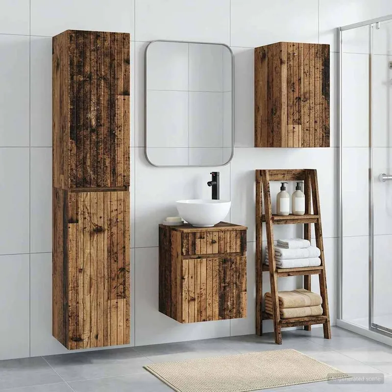 Ensemble de mobilier de salle de bain 3 pc Bois ancien