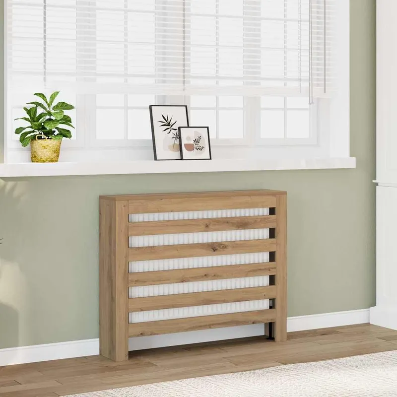 Cache-radiateur chêne artisanal 104x20x82 cm bois d'ingénierie