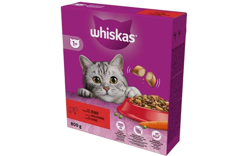 Whiskas Trockenfutter 1+, Rind, 800 g