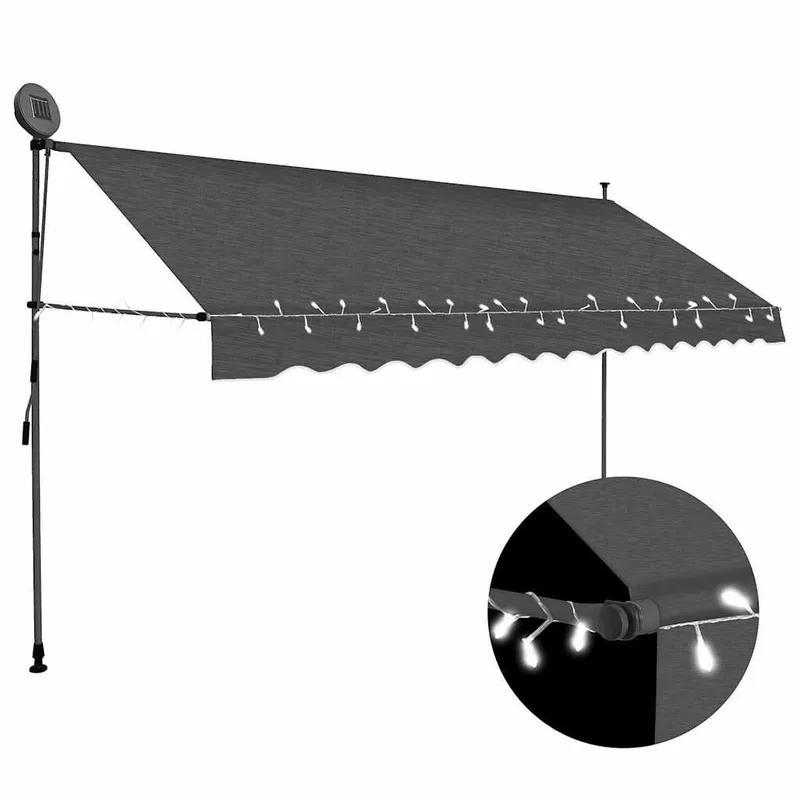 Einziehbare Markise Handbetrieben mit LED 400 cm antracite
