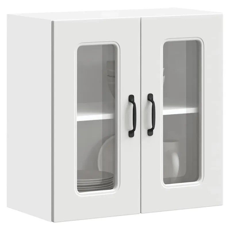 Küchen-Hängeschrank mit Glastür Kalmar Weiß Holzwerkstoff