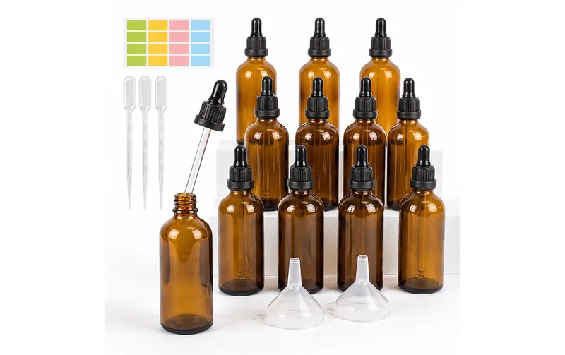relaxdays Glasfläschchen 100 ml, 12 Stück