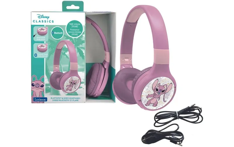 Lexibook Disney Stitch Angel 2in1 Bluetooth-Kopfhörer Rosa