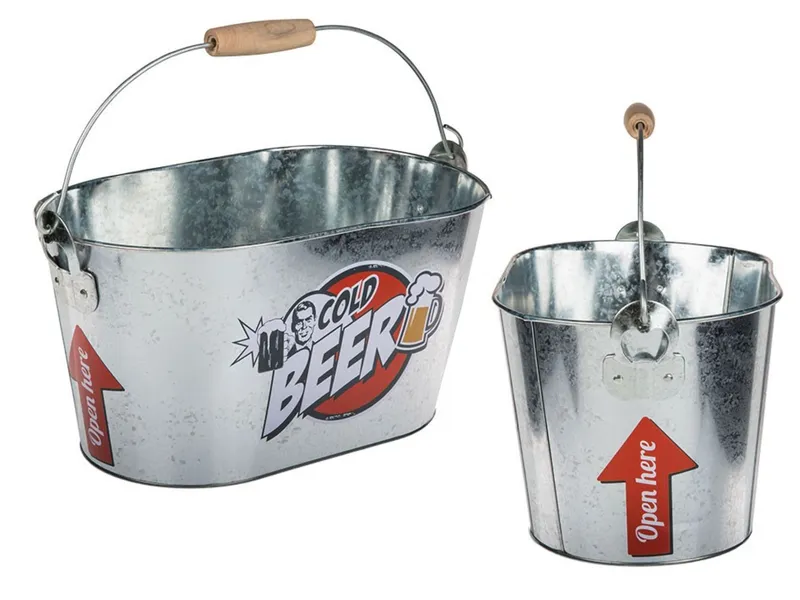Ovaler metallo-Eimer Cold Beer 33x20 cm con Flaschenöffner