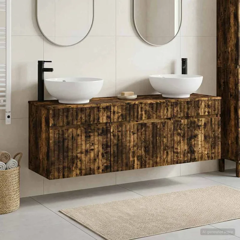 Ensemble d'armoire de salle de bain 3 pc Chêne fumé