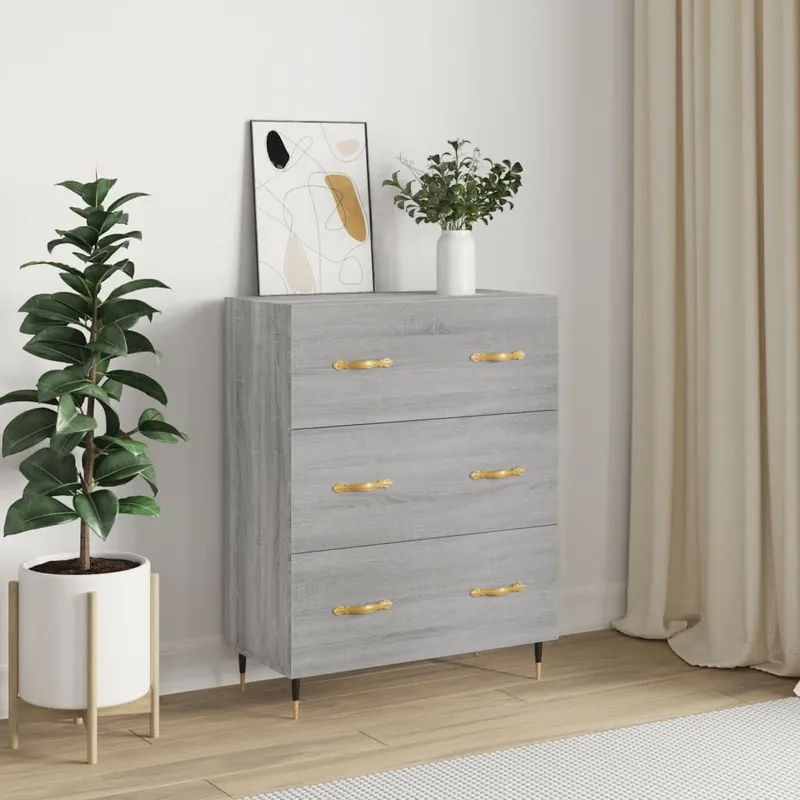 Sideboard grigio Sonoma 69,5x34x90 cm derivato del legno