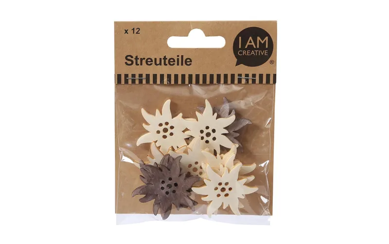 I AM CREATIVE Streudeko Edelweiss 4 cm 12 pièces