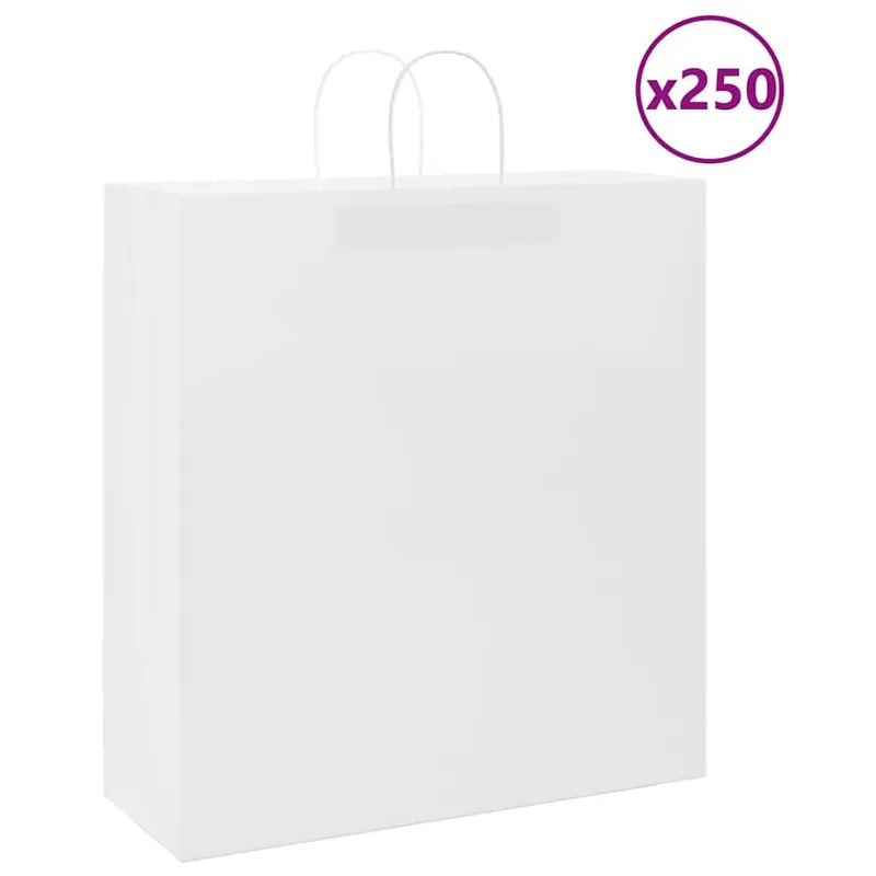 Papiertragetaschen 250 Stk. mit Henkeln bianco 45x17x48 cm