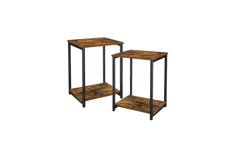 VASAGLE Beistelltisch 2er-Set 30 x 50 cm, Schwarz/Braun