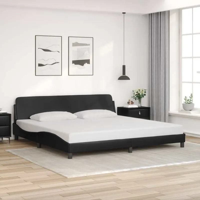 Cadre de lit Dover noir 193x203 cm similicuir