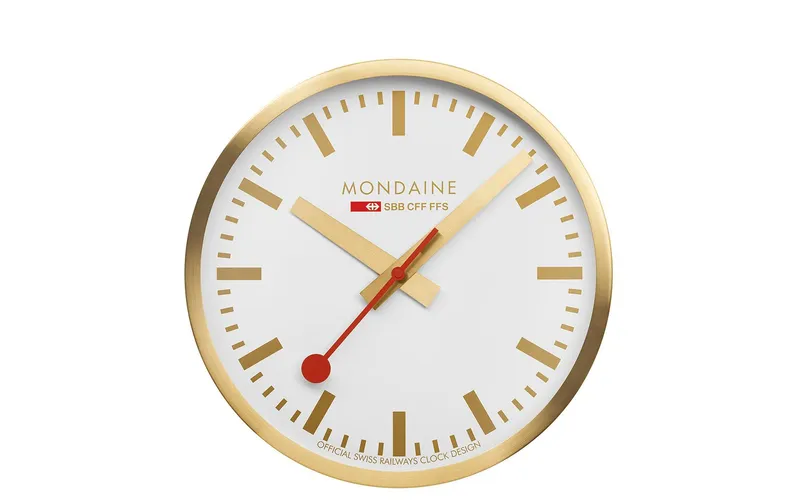 Mondaine Wanduhr Quartz Ø 25 cm, Gold/Weiss