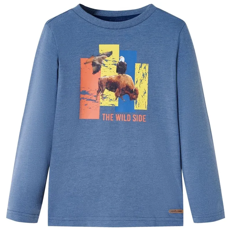 T-shirt enfants manches longues mélange bleu 128