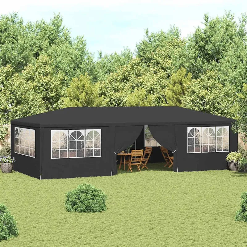 Tente de réception et parois latérales 4x9 m Anthracite 90 g/m²