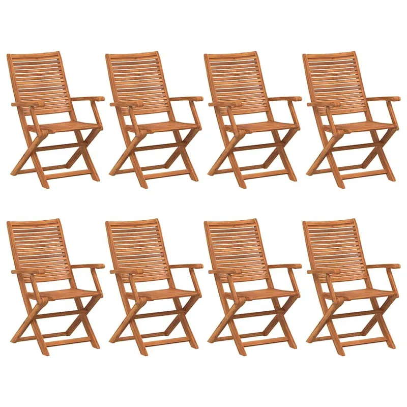 Klappstühle, 8 Stück, 57 x 66 x 95 cm, Massivholz Akazie