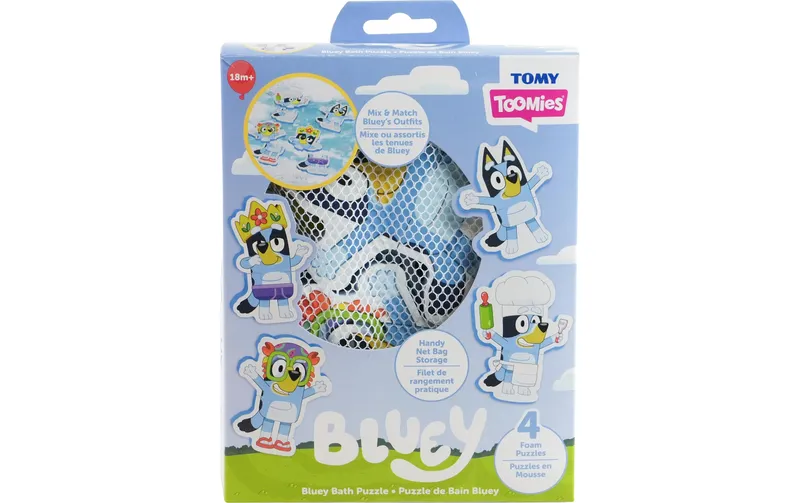 Tomy Badespielzeug Bluey Badepuzzle 8 Teile 4 Figuren Netz