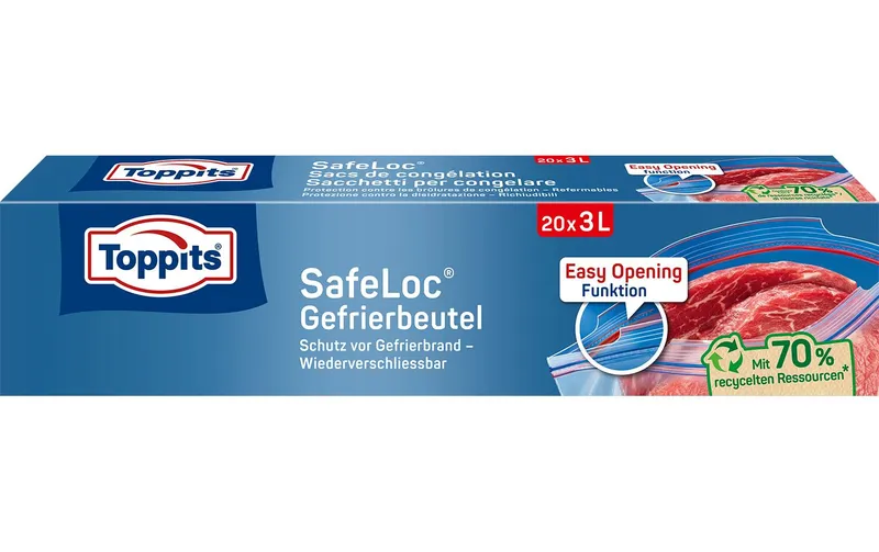 Toppits Gefrierbeutel Doppelverschluss SafeLoc, 20 pezzi