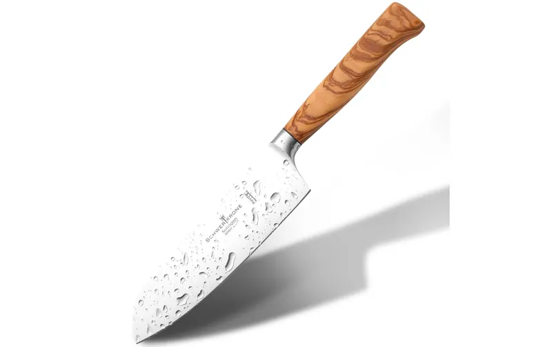 Schwertkrone Santoku Kochmesser 16 cm olivenholz Silber/brun