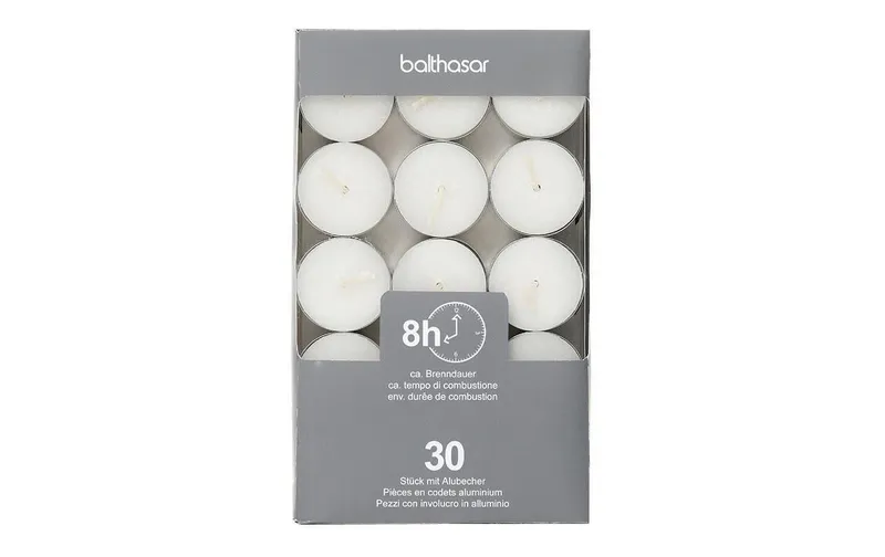 balthasar Teelichter 30 pièces, blanc