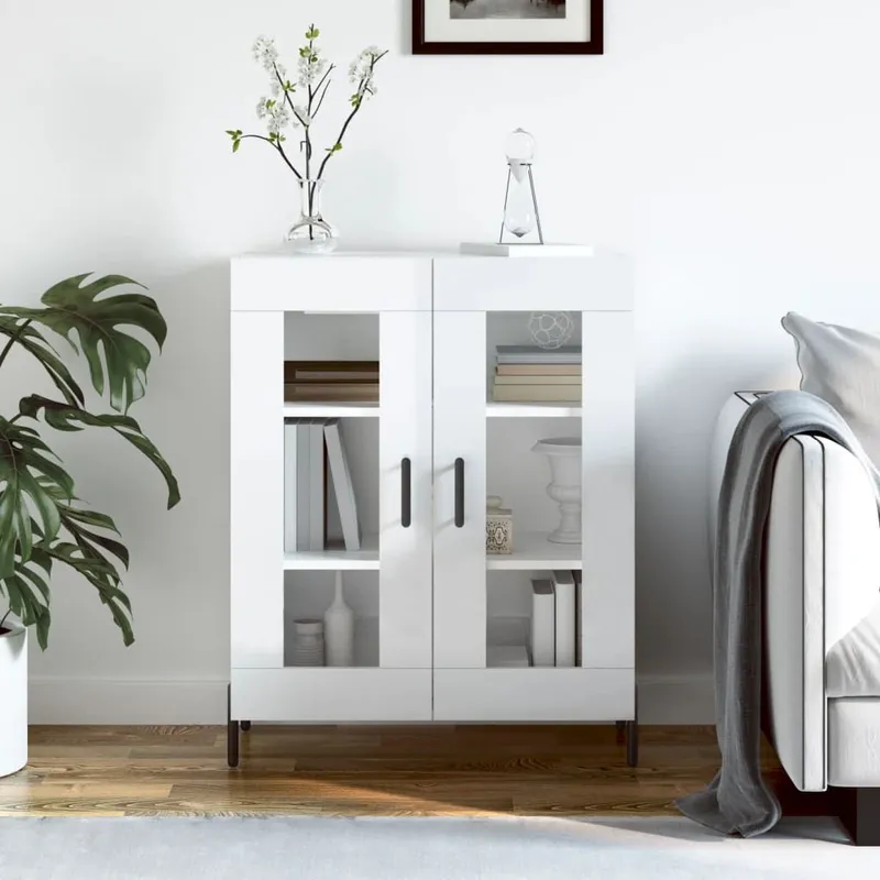 Sideboard Hochglanz-bianco 69,5x34x90 cm derivato del legno