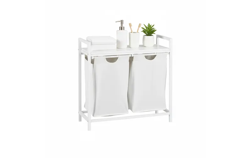 relaxdays Wäschekorb grigio/bianco