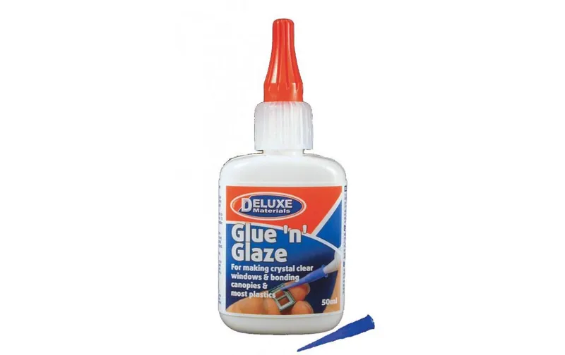 Deluxe Materials Modellbauklebtissu GlueNGlaze 50 ml, transparent