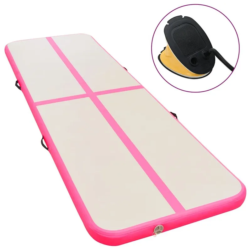 Aufblasbare Gymnastikmatte with Pumpe 400x100x10 cm PVC pink