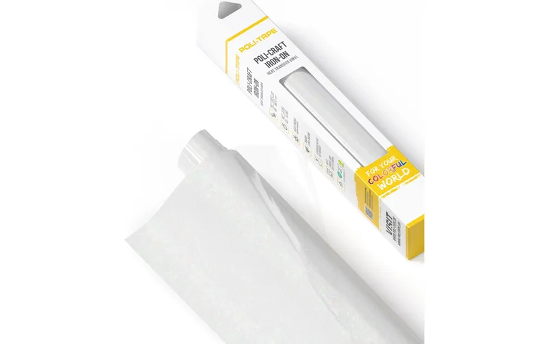 Poli-Tape Aufbügelfolie Pearl Glitter, 30.5 x 61 cm, bianco