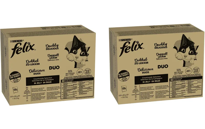 Felix Nassfutter AGAIL Doppelt lecker Fleisch, 2 x 120 x 85 g