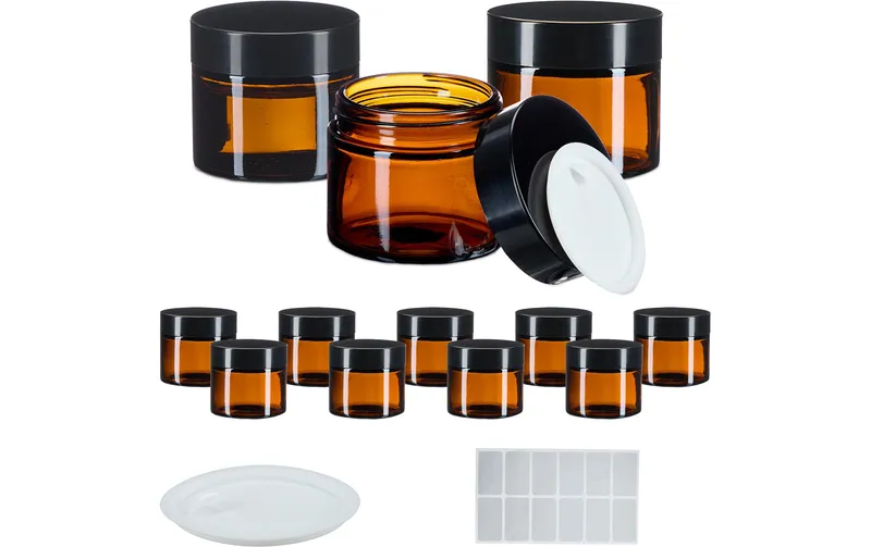 relaxdays marroneglas Salbentiegel 60 ml, 12 pezzi