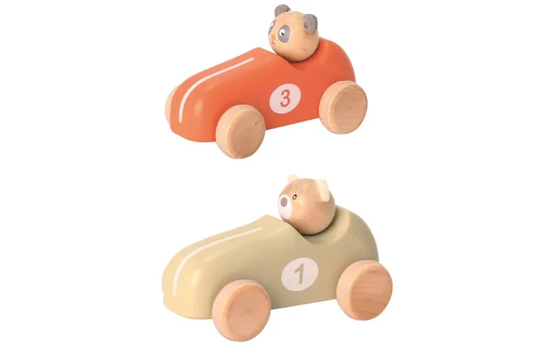 Spielba Holzspielwaren Rückzugautos Bär et Panda assortiert