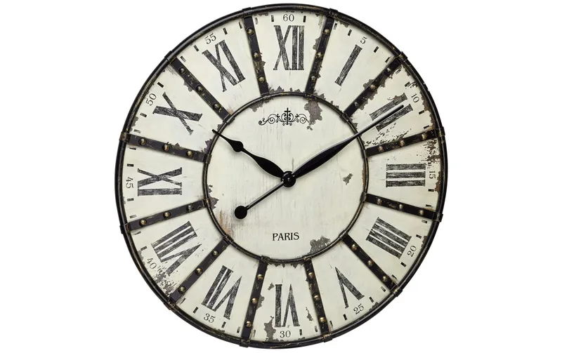 TFA Dostmann Wanduhr Vintage XXL Ø 57 cm, noir/Crème