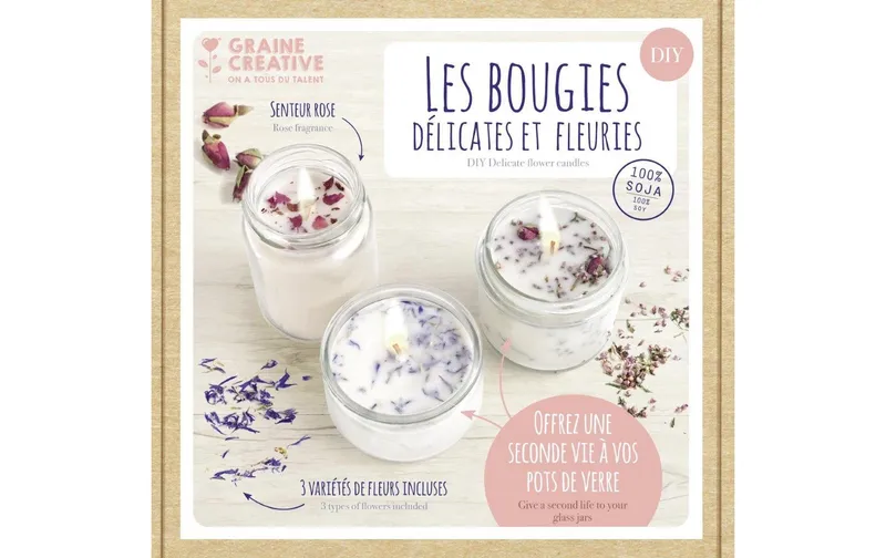 Graine Créative Graine Créative Kerzen-Set Blüten Trockenblumen Rosenduft