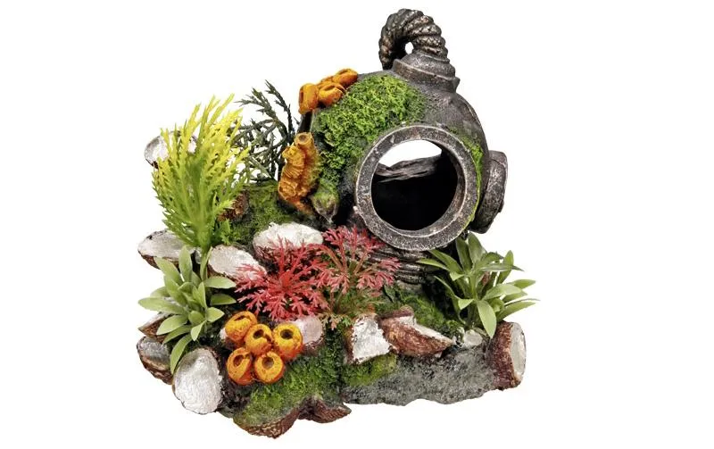 Nobby Aqua Ornaments Helm mit Pflanzen 13.5 x 11 x 12 cm